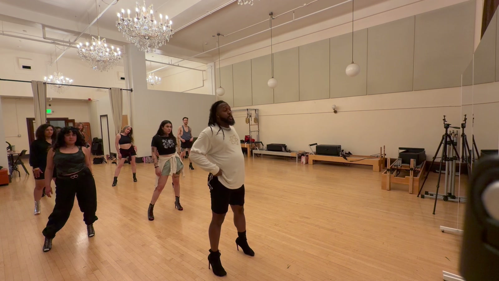 Zay's BAEs rehearsing a routine together in the studio